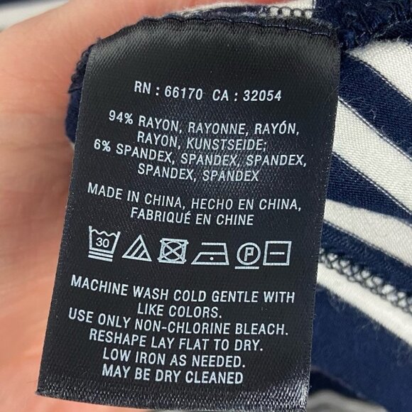 Anthropologie Maeve Navy Blue Striped Turtleneck Dress Stretch Size XS Boho Midi - Picture 9 of 9